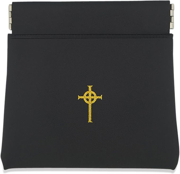 Good Shepherd Creations Coin Purse Style Rosary Pouch with Celtic Cross (Black)