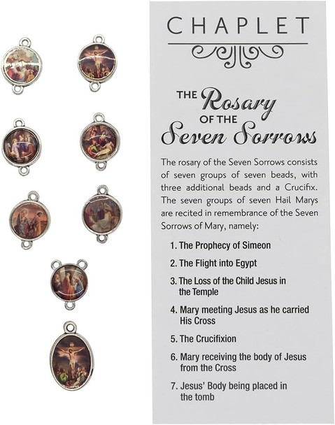 Devotion of the Sorrowful Mother: Medal Set and Prayer Instructions for Rosary Making
