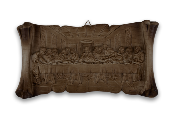 Resin Plaque of the Last Supper on a Scroll