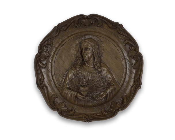 Round Resin Plaque of Sacred Heart Mary
