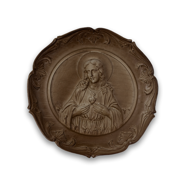 Round Resin Plaque of Sacred Heart Mary