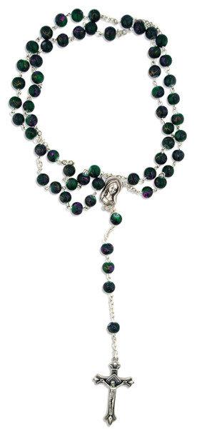 Green Glass Bead Rosary.