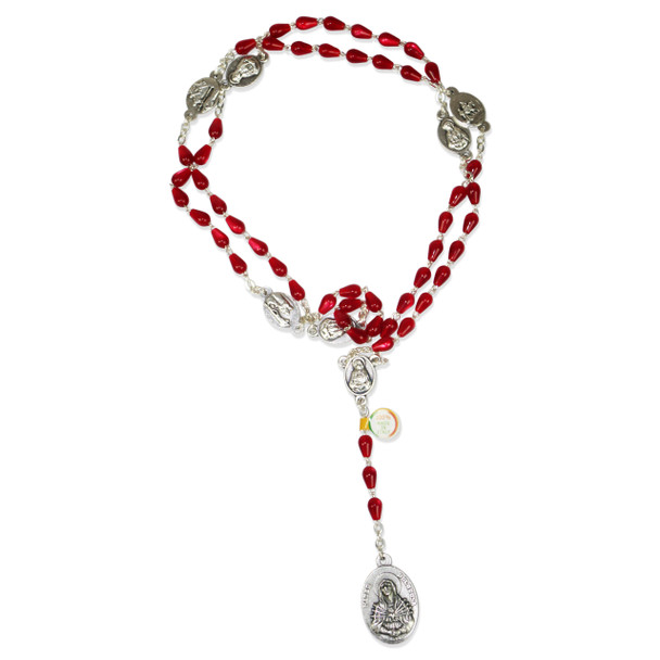 Our Lady of Sorrows Red Tear Drop Rosary.