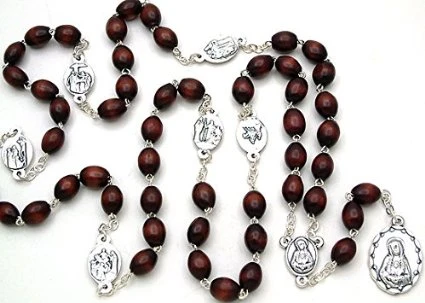 Our Lady of Sorrows Cherry Wood Rosary.