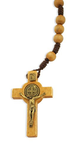 St. Benedict Pine Wood Bead Rosary.