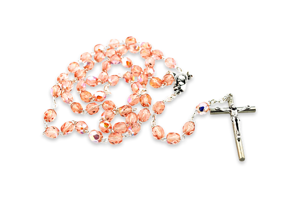 Pink Crystal Rosary Beads
