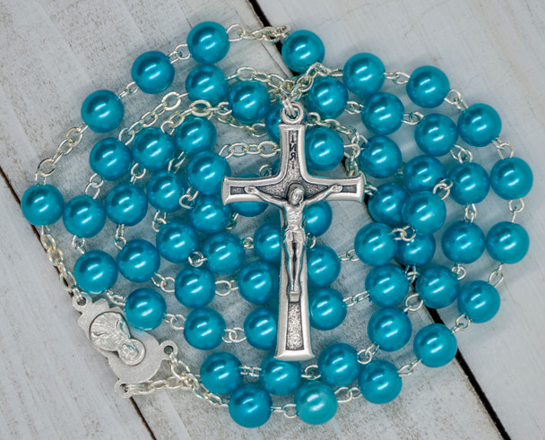 Sky Blue Rosary with Plastic Beads
