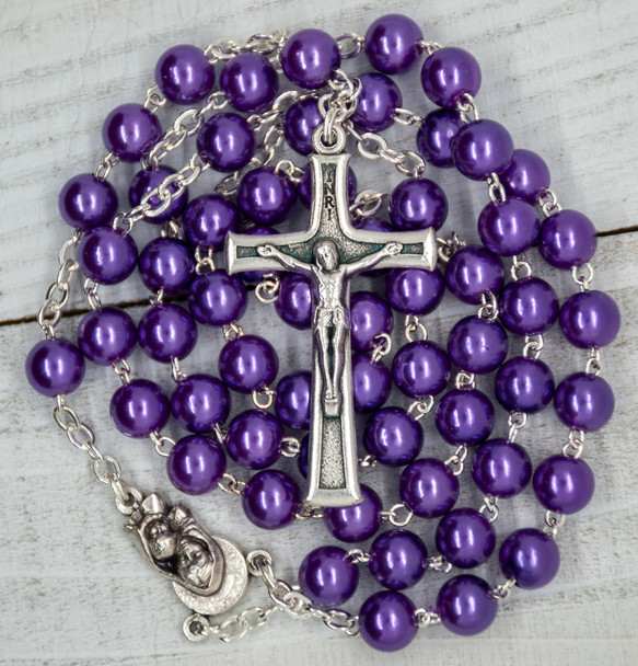 Amethyst Rosary with Plastic Beads
