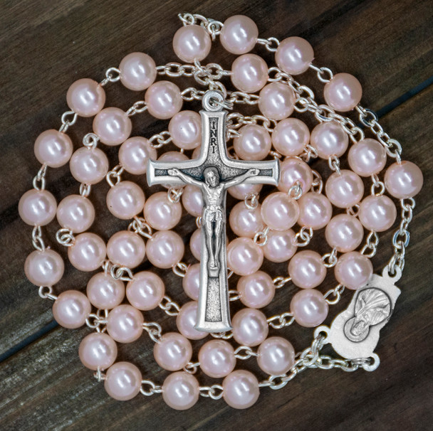 Pink Rosary with Plastic Beads
