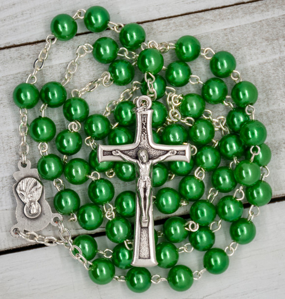 Emerald Rosary with Plastic Beads