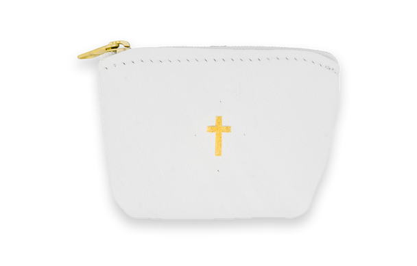 Leather Rosary Pouch (White)