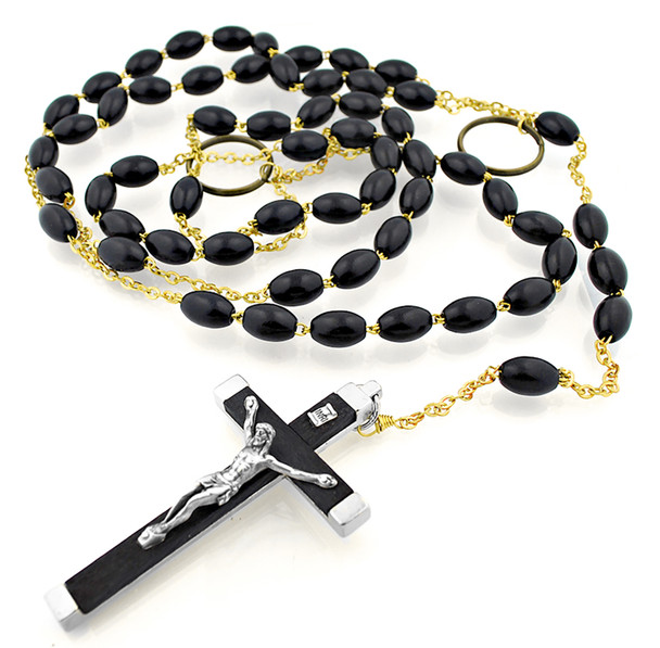 Large Benedictine Monk Rosary with Black Wood Beads