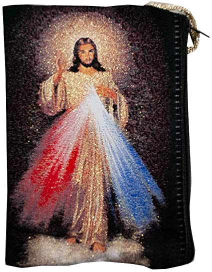 Large Tapestry Rosary Pouch with Divine Mercy Design 1