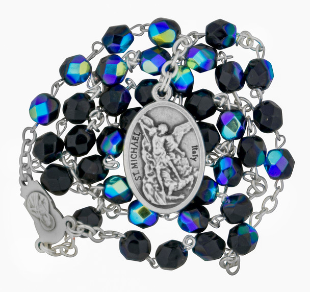 St. Michael Chaplet with Black Crystal Beads