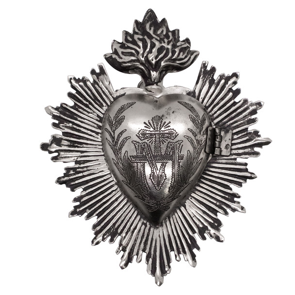 Milagro Heart | Magnificent Sacred Heart | Home Décor | Catholic Trinket for Home | (Gunmetal)