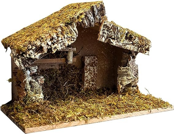 Village Nativity Stable Creche | 12" x 7" x 9" | Made in Italy