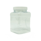 Clear Plastic Square Pinch Grip Storage Jar (16 oz.)