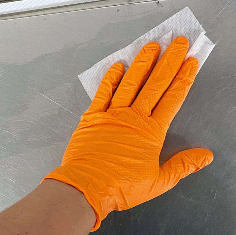 Heavy-Duty Orange Nitrile Gloves