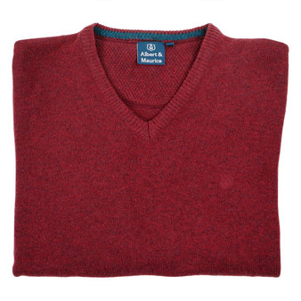 Albert and Maurice Eastnor Wine Lambswool V Neck Jumper Albert and Maurice Eastnor Wine Lambswool V Neck Jumper