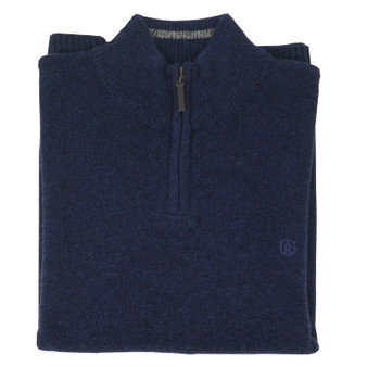 Albert and Maurice Netherton Midnight Blue Lambswool Zip Neck Jumper