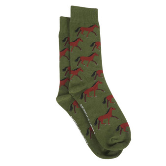 Albert and Maurice Mens Horse Socks green