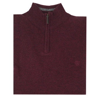 Albert and Mauice Netherton Zip Neck Jumper Claret flat