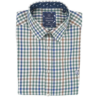 Albert and Maurice Mens Arrow Shirt Green Check Flat