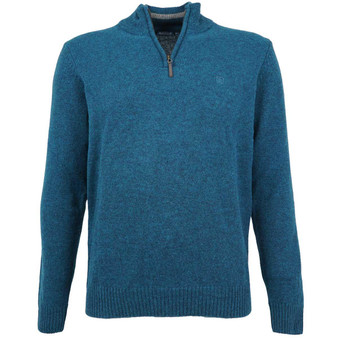Images - Albert and Maurice Netherton Zip Neck Lambswool Jumper Teal
