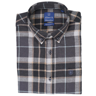 Albert and Maurice Mens Lugg Shirt Taupe Check Flat