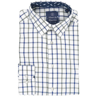Albert and Maurice Mens Monnow Shirt Sage Check flat