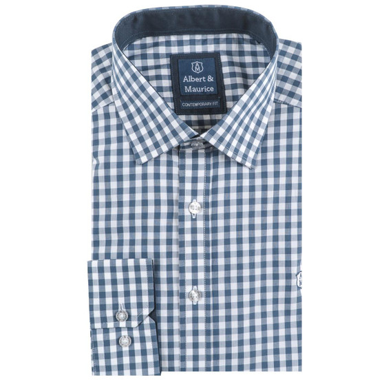 Horizon Blue Albert and Maurice Mens Lugwardine Check Shirt