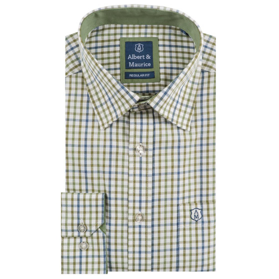 Navy and Green Albert and Maurice Mens Chambers Check Shirt