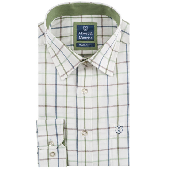 Olive and Navy Albert and Maurice Mens Blandford Check Shirt