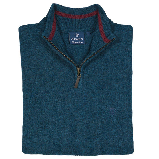 Albert and Maurice Netherton Mallard Lambswool Zip Neck Jumper