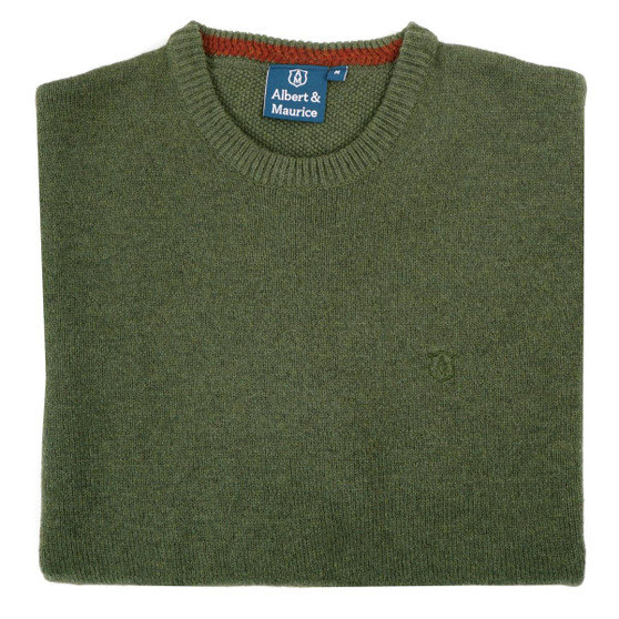 Albert and Maurice Mens Malvern Crew Neck Jumper Olive
