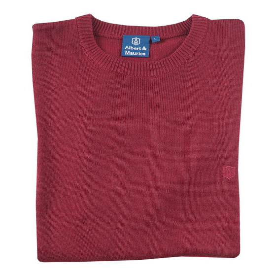 Albert and Maurice Mens Bosbury Seawool Crew Neck Jumper Wine