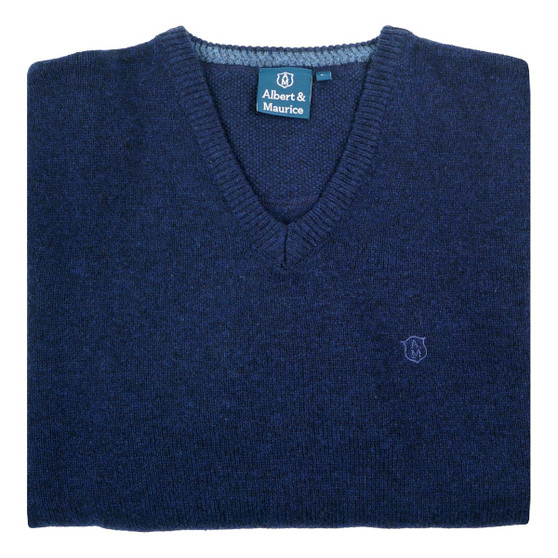 Albert and Maurice Mens Eastnor V Neck Jumper Ink