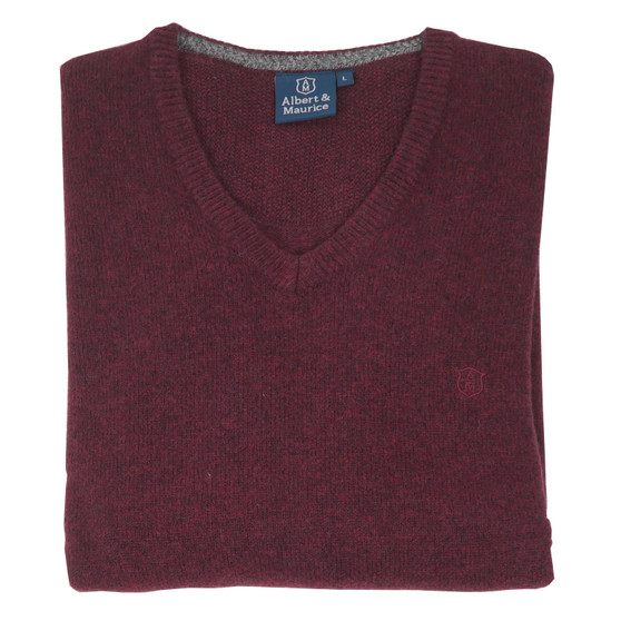  Albert and Maurice Mens Eastnor V Neck Jumper Claret