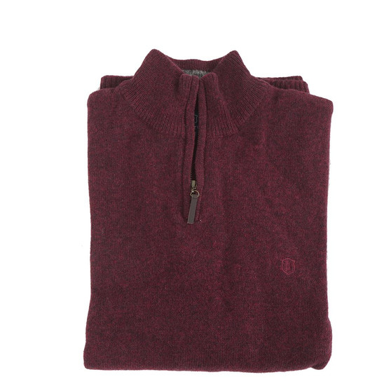  Albert and Maurice Netherton Zip Neck Jumper Claret Flat
