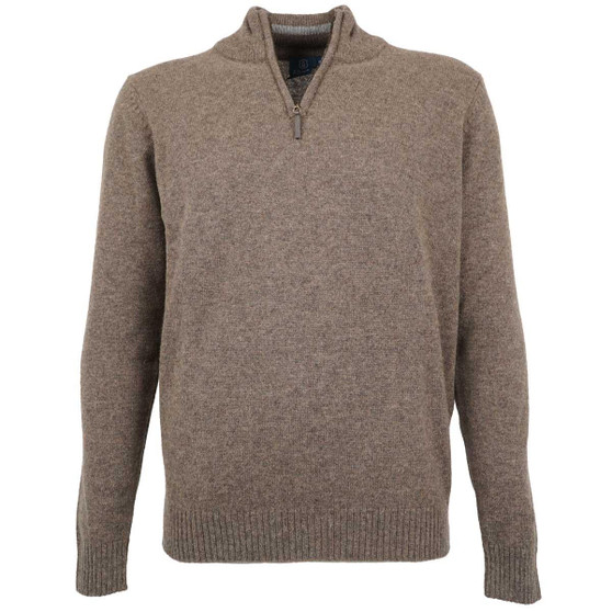 Images - Albert and Maurice Netherton Zip Neck Lambswool Jumper Taupe