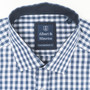 Collar on Horizon Blue Albert and Maurice Mens Lugwardine Check Shirt