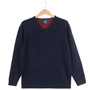 Navy Blue Albert and Maurice Mens Eastnor 100% Lambswool V Neck Jumper Hang