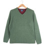 Albert and Maurice Eastnor Sage Lambswool V Neck Jumper On Hanger