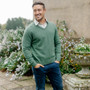 Albert and Maurice Eastnor Sage Lambswool V Neck Jumper Model 2