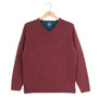  Albert and Maurice Eastnor Wine Lambswool V Neck Jumper hang
