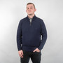 Albert and Maurice Netherton Navy Lambswool Zip Neck Jumper Model