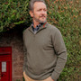 Albert and Maurice Mens Netherton Zip Neck Jumper Olive Lifestyle