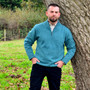  Albert and Maurice Netherton Seafoam Teal Lambswool Zip Neck Jumper