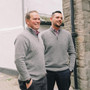 Albert and Maurice Mens Netherton Lambswool Quarter Zip Jumper Grey Marl group