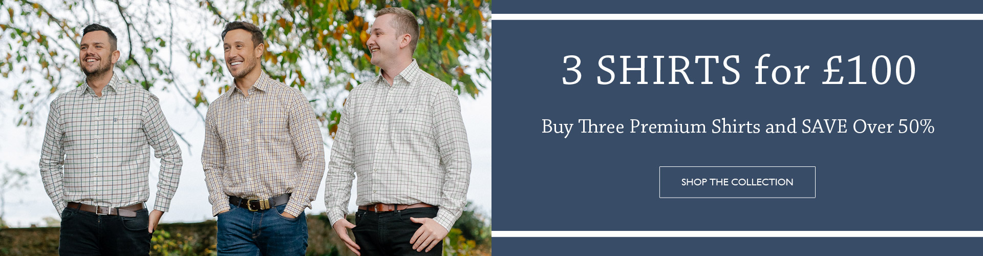 3 for &pound;100 Albert and Maurice Shirts SAVE 50% | Shop Now